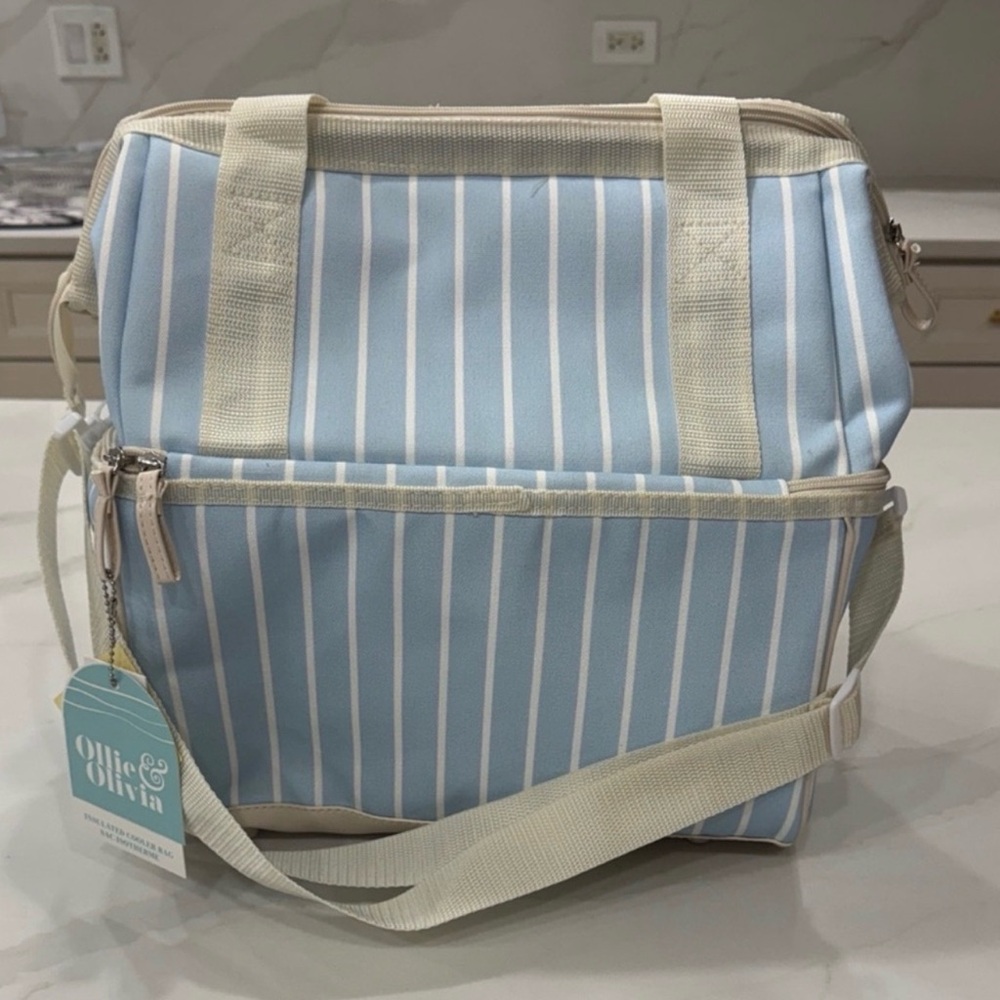 Ollie & Olivia Blue Stripe Insulated Tote Bag - Picture 2 of 7